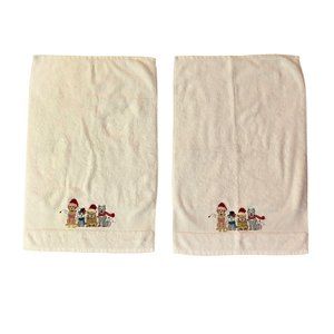 Jingles & Joy Hand Towels Set of 2 Used Christmas Dogs Embroidered